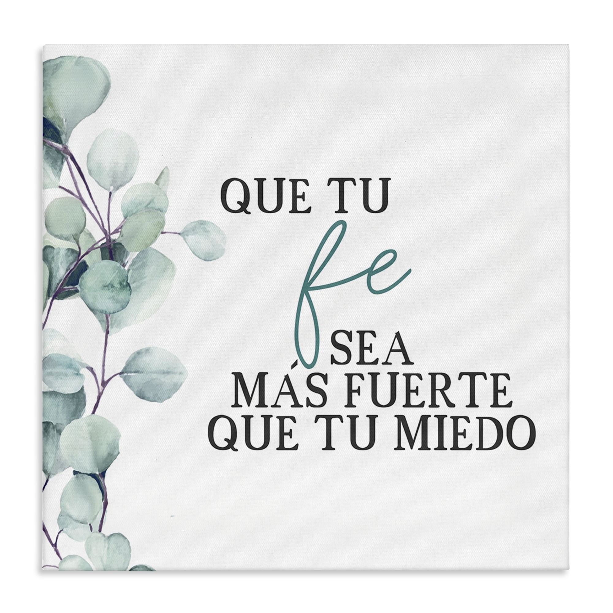 Stupell Industries Que Tu Fe Sea Más Fuerte Religious Quotes and Sayings Painting Wrapped Canvas Art Print Wall Art, 30 x 30