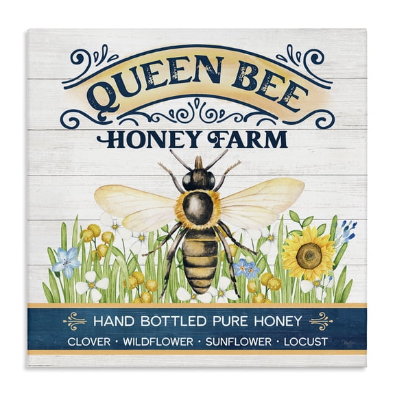 Stupell Industries Queen Bee Honey Farm Animals & Insects Painting Gallery Wrapped Canvas Art Print Wall Art, 17 x 17