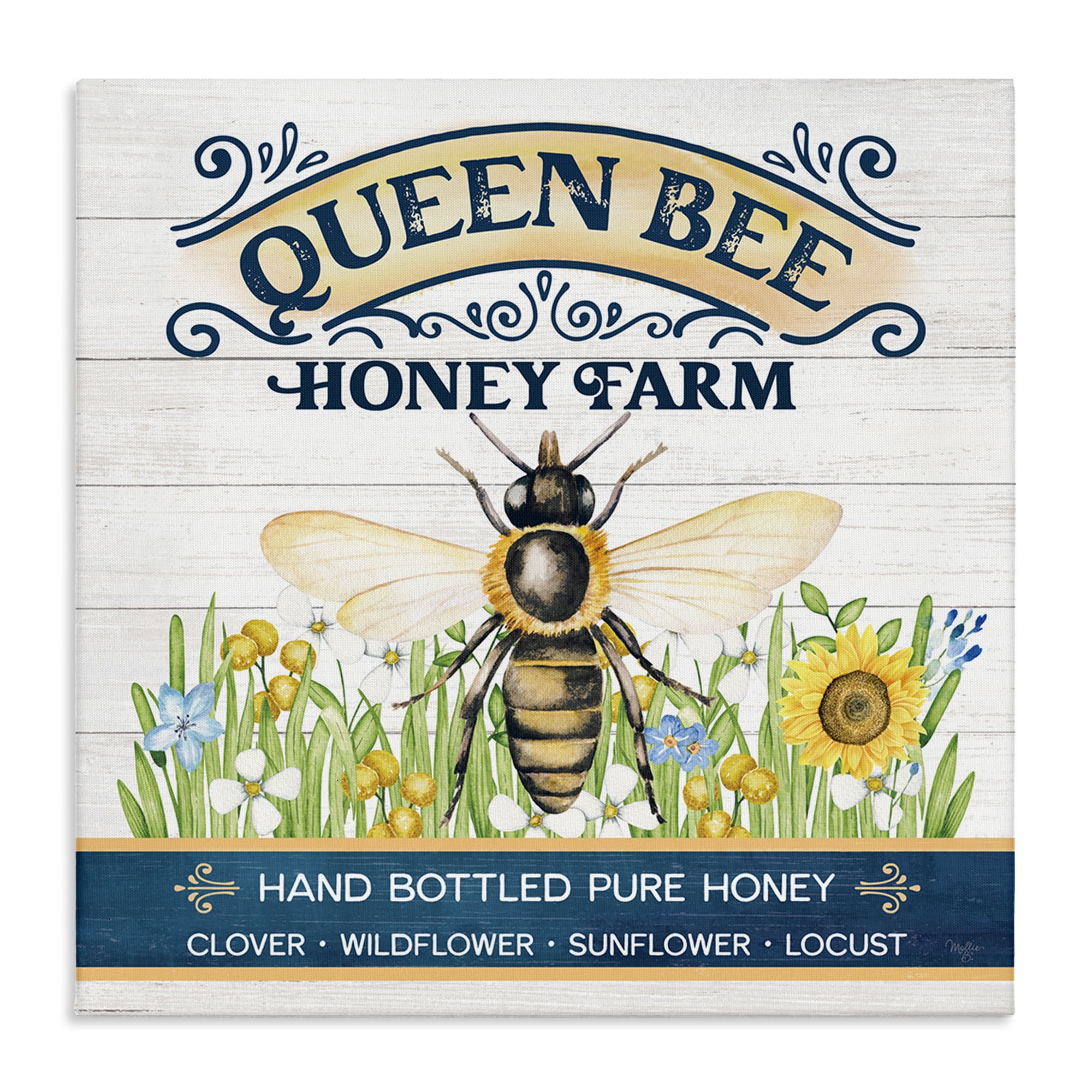 Stupell Industries Queen Bee Honey Farm Animals & Insects Painting Gallery Wrapped Canvas Art Print Wall Art, 30 x 30