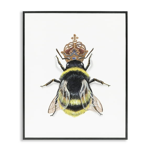 Stupell Industries Queen Bee with Crown Animals & Insects Painting Black Framed Art Print Wall Art, 11 x 14