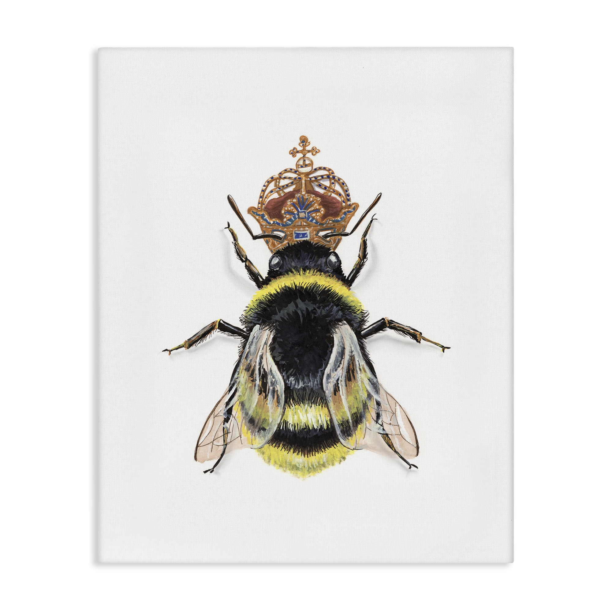 Stupell Industries Queen Bee with Crown Animals & Insects Painting Gallery Wrapped Canvas Art Print Wall Art, 36 x 48