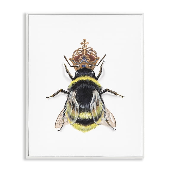 Stupell Industries Queen Bee with Crown Animals & Insects Painting White Framed Art Print Wall Art, 11 x 14