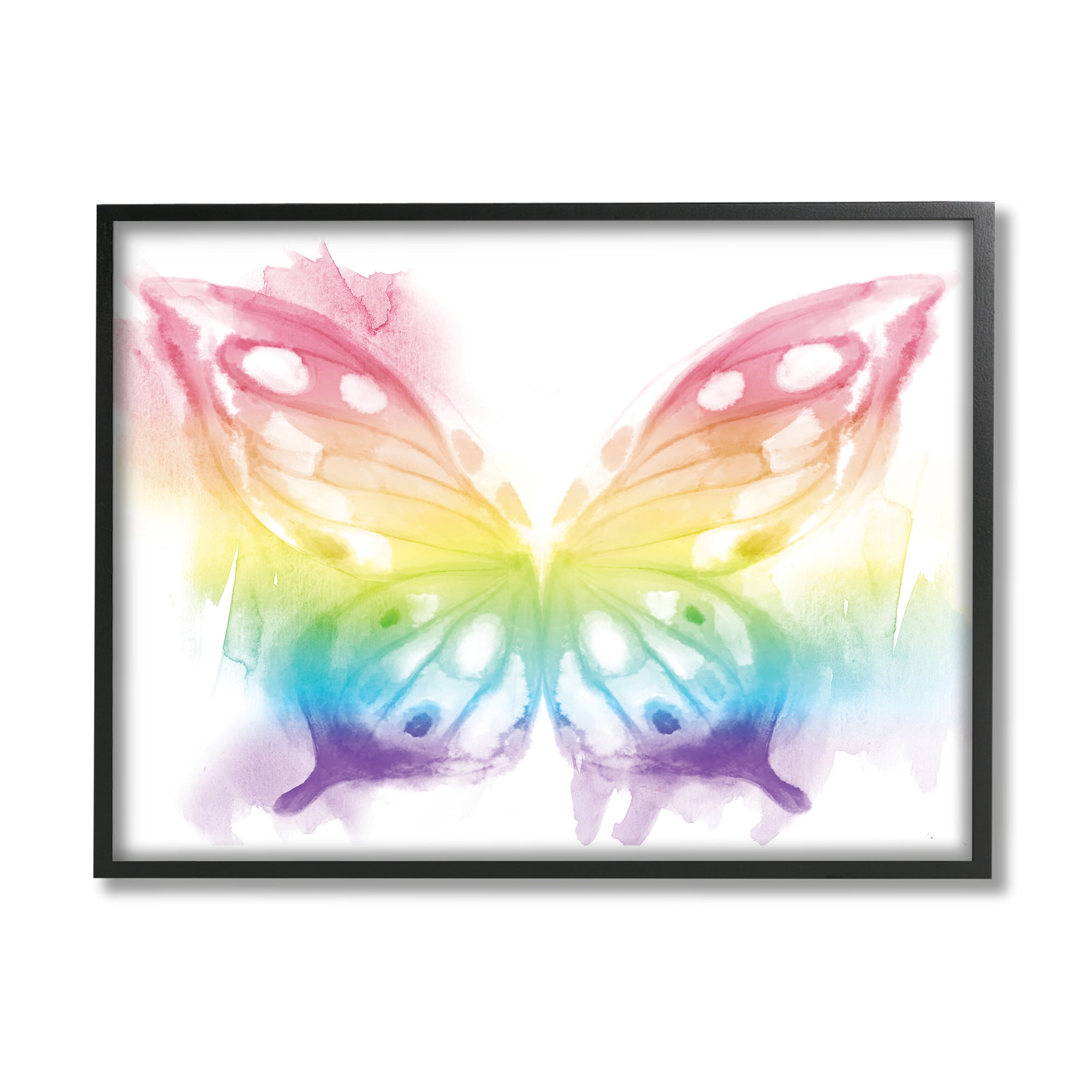 Stupell Industries Queen Butterfly Wings Kid's Rainbow Ombre Pattern Novelty Painting Black Framed Art Print Wall Art, 24 x 30, Design by Daphne Polselli