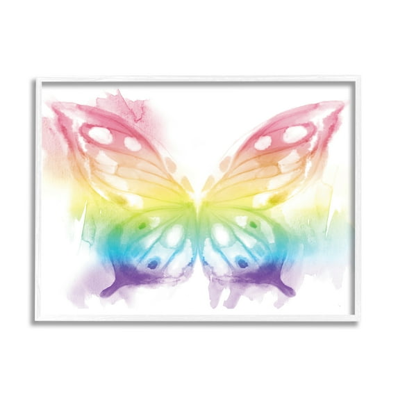 Stupell Industries Queen Butterfly Wings Kid's Rainbow Ombre Pattern Novelty Painting White Framed Art Print Wall Art, 16 x 20, Design by Daphne Polselli
