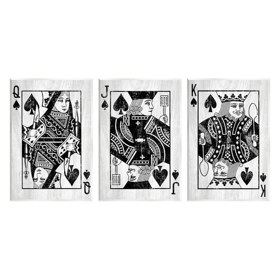 Stupell Industries Queen Jack King Spade Cards Graphic Art Unframed Art Print Wall Art, Set of 3, Design by Lil' Rue