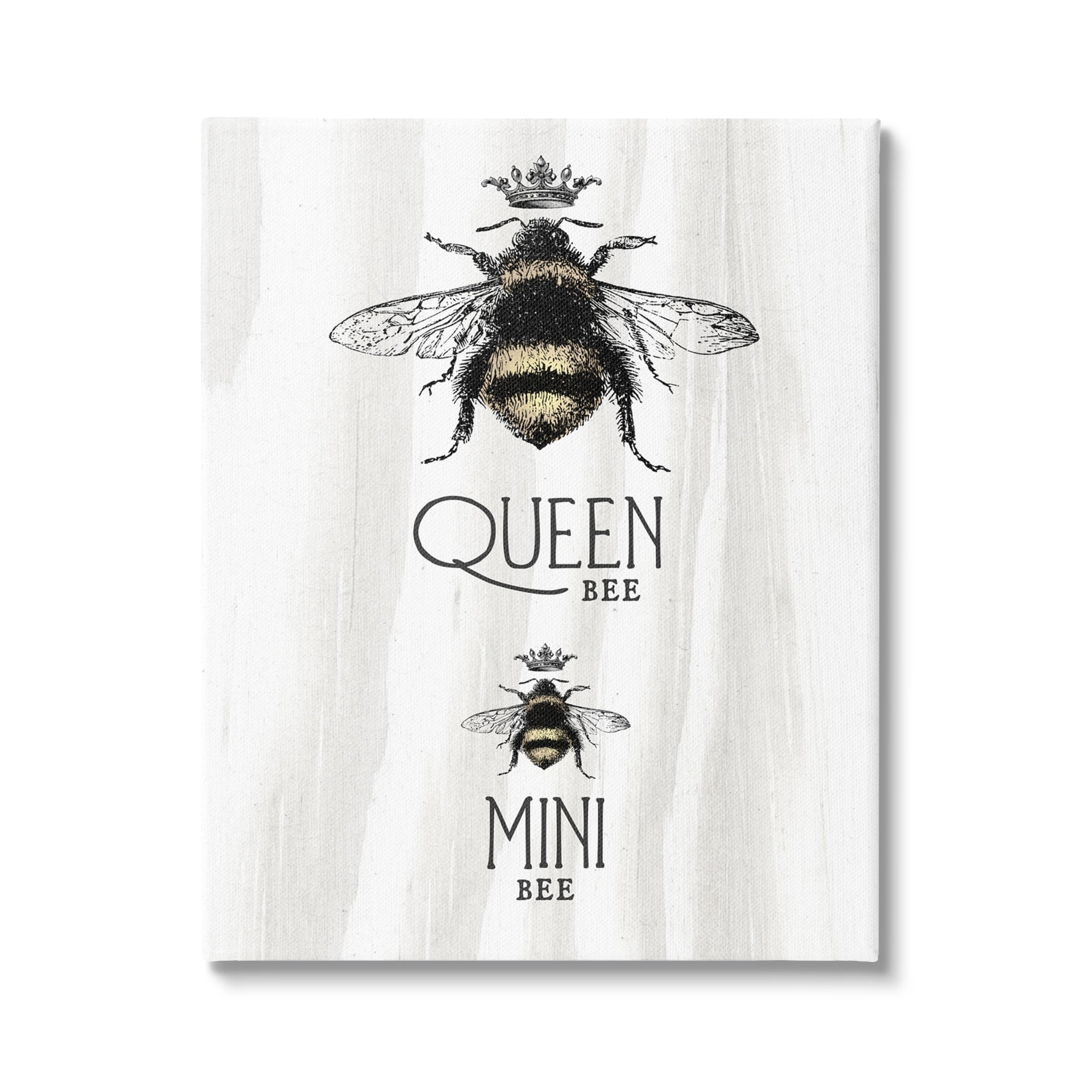 Stupell Industries Queen & Mini Bee Crowned Bumblebees Mother Daughter Canvas Wall Art, 30 x 40, Design by Lil' Rue