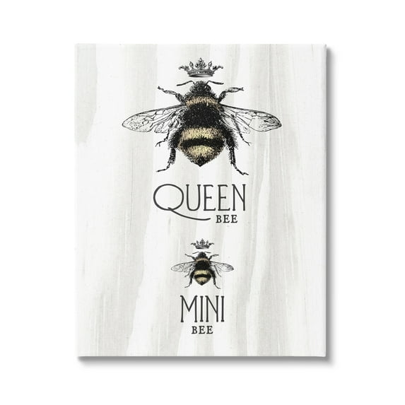 Stupell Industries Queen & Mini Bee Crowned Bumblebees Mother Daughter Canvas Wall Art, 36 x 48, Design by Lil' Rue