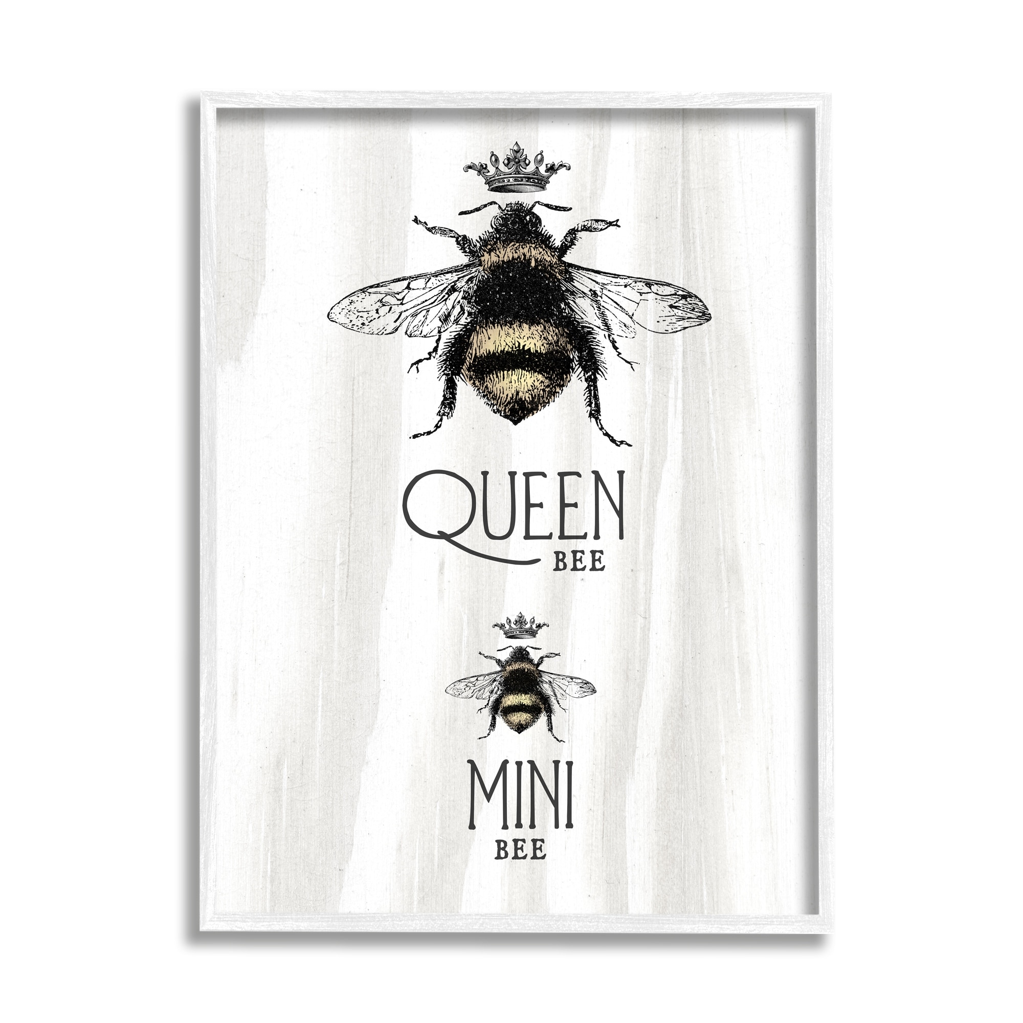 Stupell Industries Queen & Mini Bee Crowned Bumblebees Mother Daughter Framed Wall Art, 16 x 20, Design by Lil' Rue