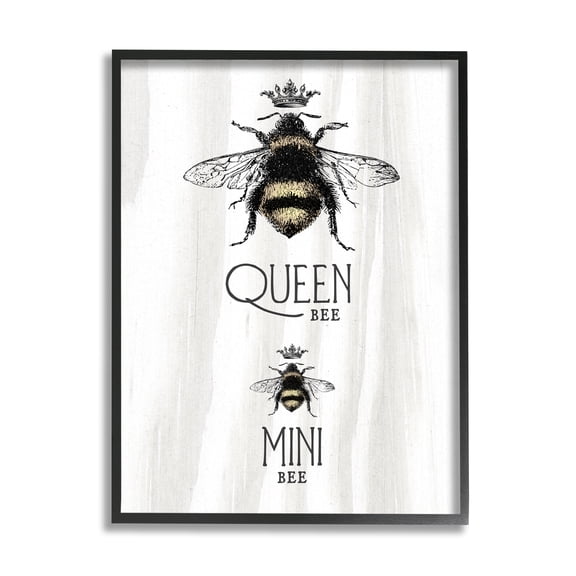 Stupell Industries Queen & Mini Bee Crowned Bumblebees Mother Daughter Framed Wall Art, 16 x 20, Design by Lil' Rue