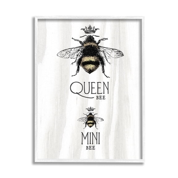 Stupell Industries Queen & Mini Bee Crowned Bumblebees Mother Daughter Framed Wall Art, 24 x 30, Design by Lil' Rue