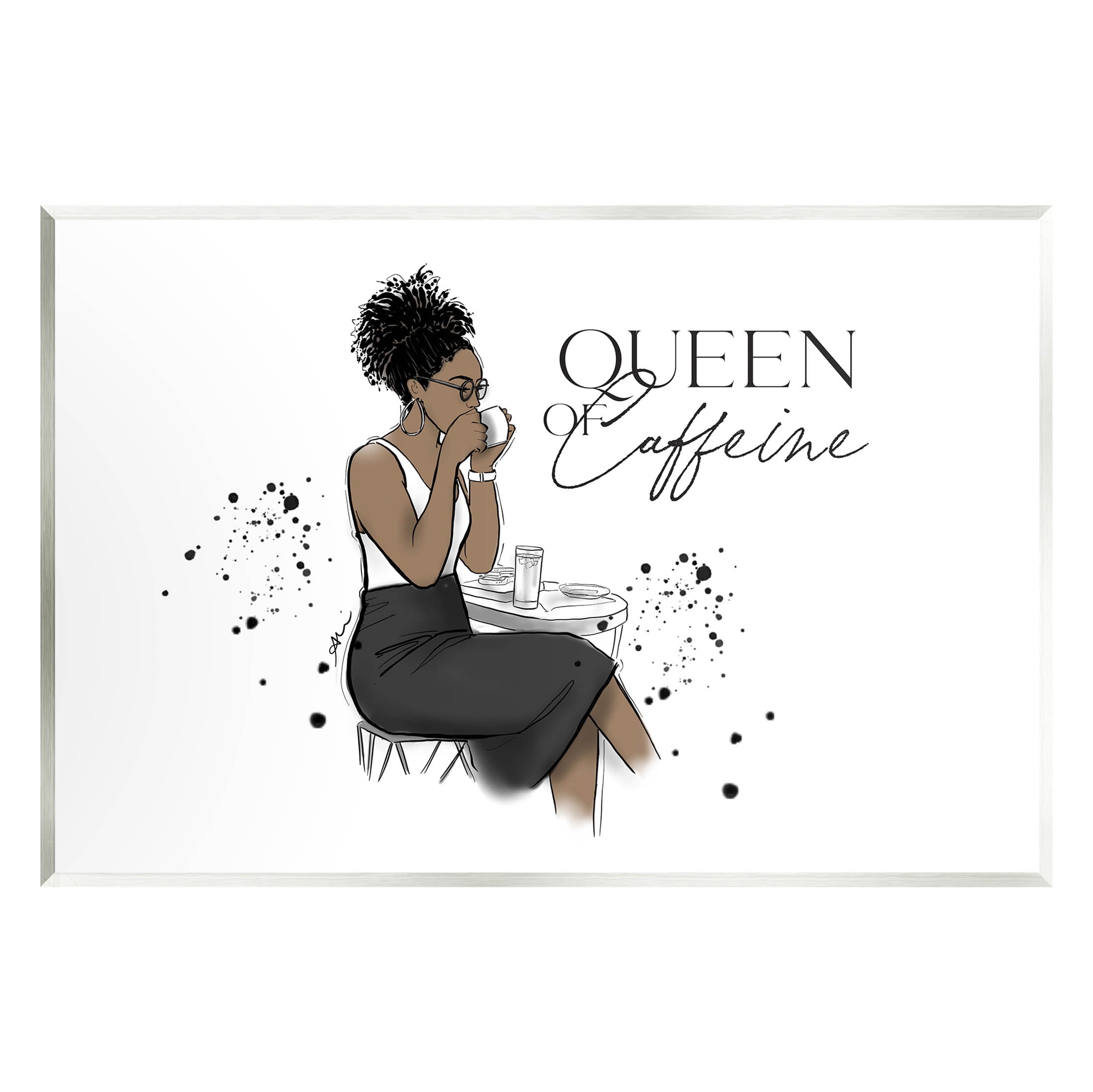 Stupell Industries Queen Of Caffeine Girl Graphic Art Unframed Art Print Wall Art, Design by Alison Petrie