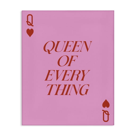 Stupell Industries Queen Of Everything on Pink Quotes and Sayings Painting Wrapped Canvas Canvas Art Print Wall Art, 16 x 20