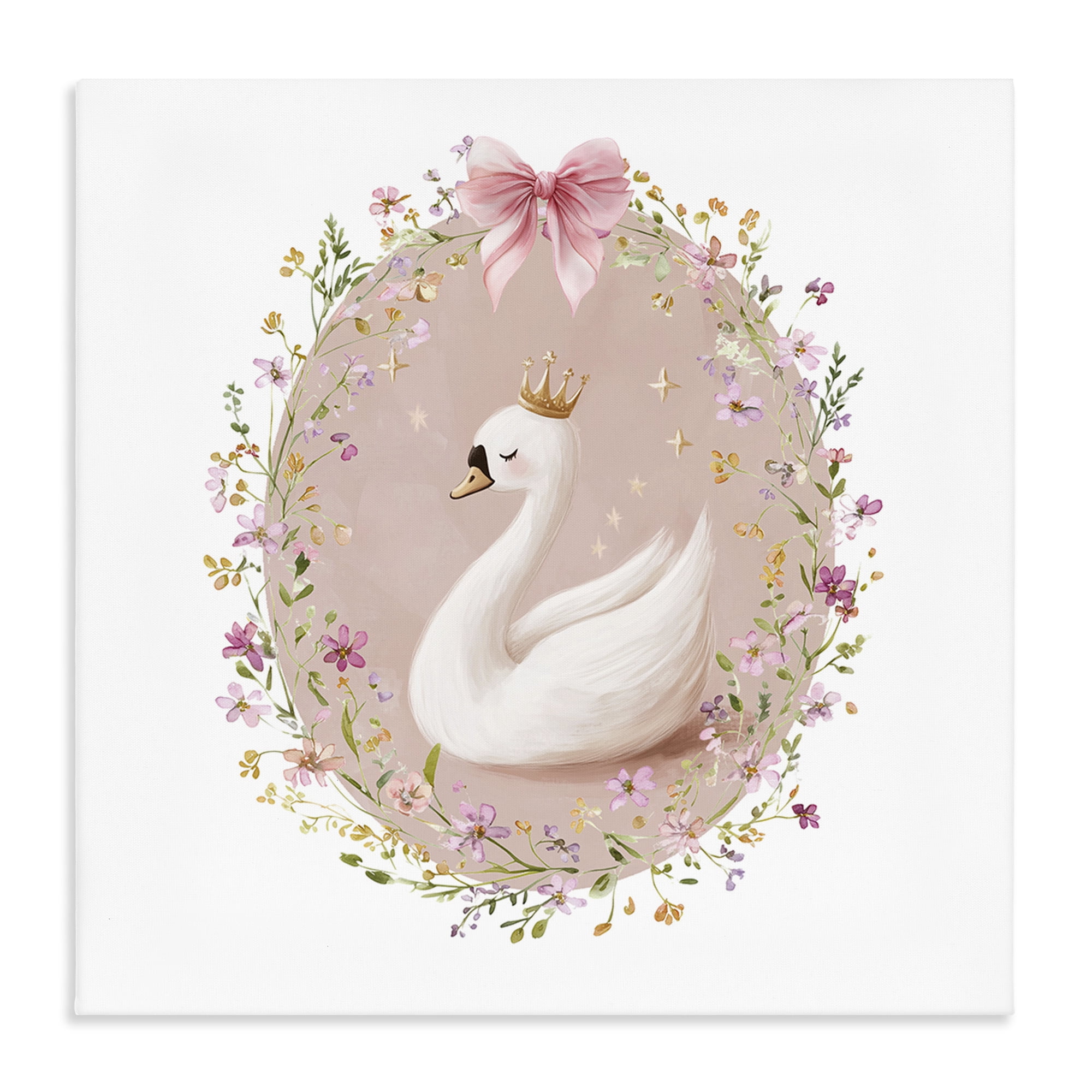 Stupell Industries Queen Swan with Florals Canvas Wall Art, design by Christine Simpson Art