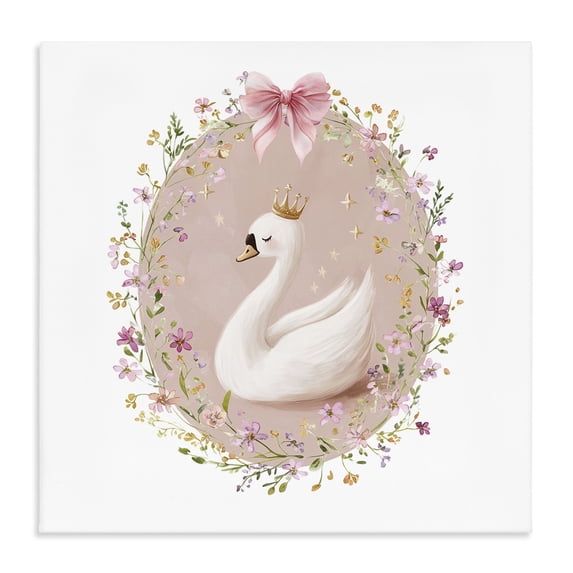 Stupell Industries Shabby Chic Queen Swan with Florals Canvas Art, 36 x 36, by Christine Simpson Art