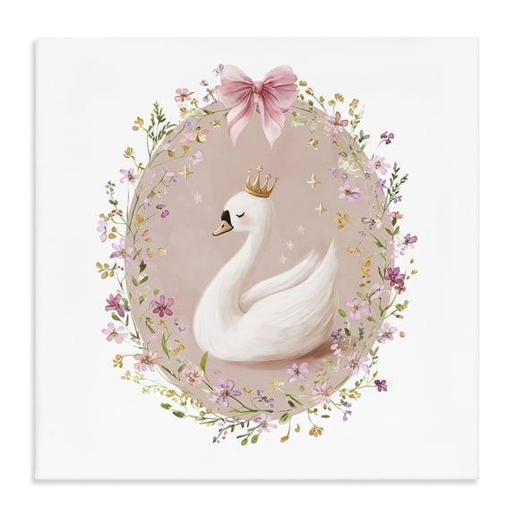 Stupell Industries Queen Swan with Florals Canvas Wall Art, design by Christine Simpson Art