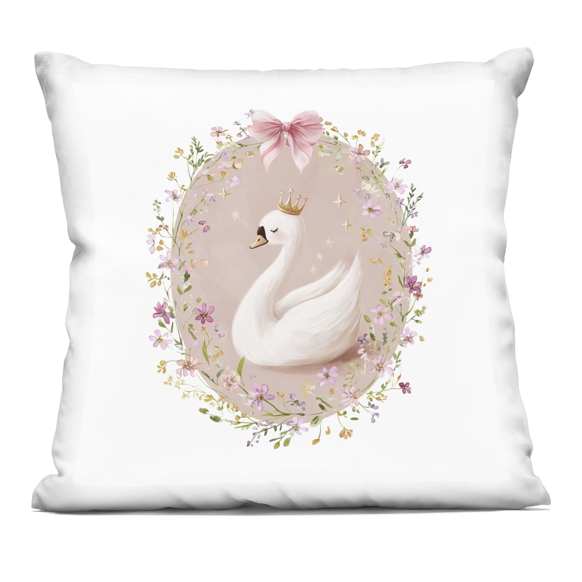 Stupell Industries Queen Swan with Florals Decorative Printed Throw Pillow, design by Christine Simpson Art, 18 x 7 x 18