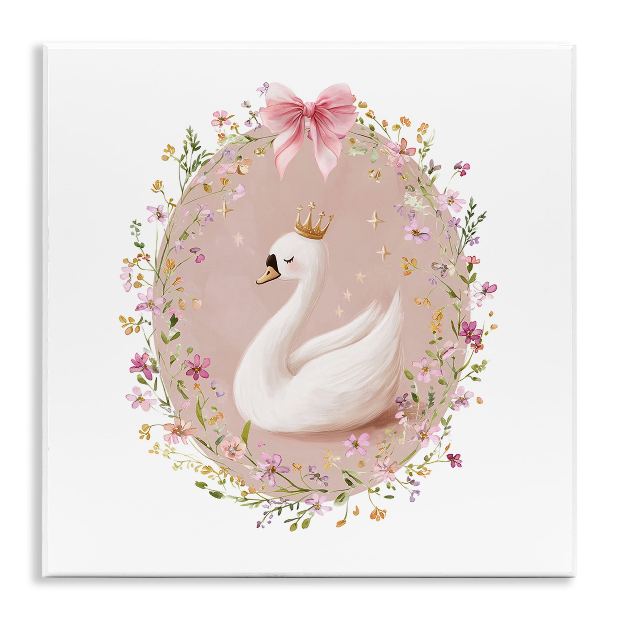 Stupell Industries Queen Swan with Florals Wall Plaque Art, design by Christine Simpson Art