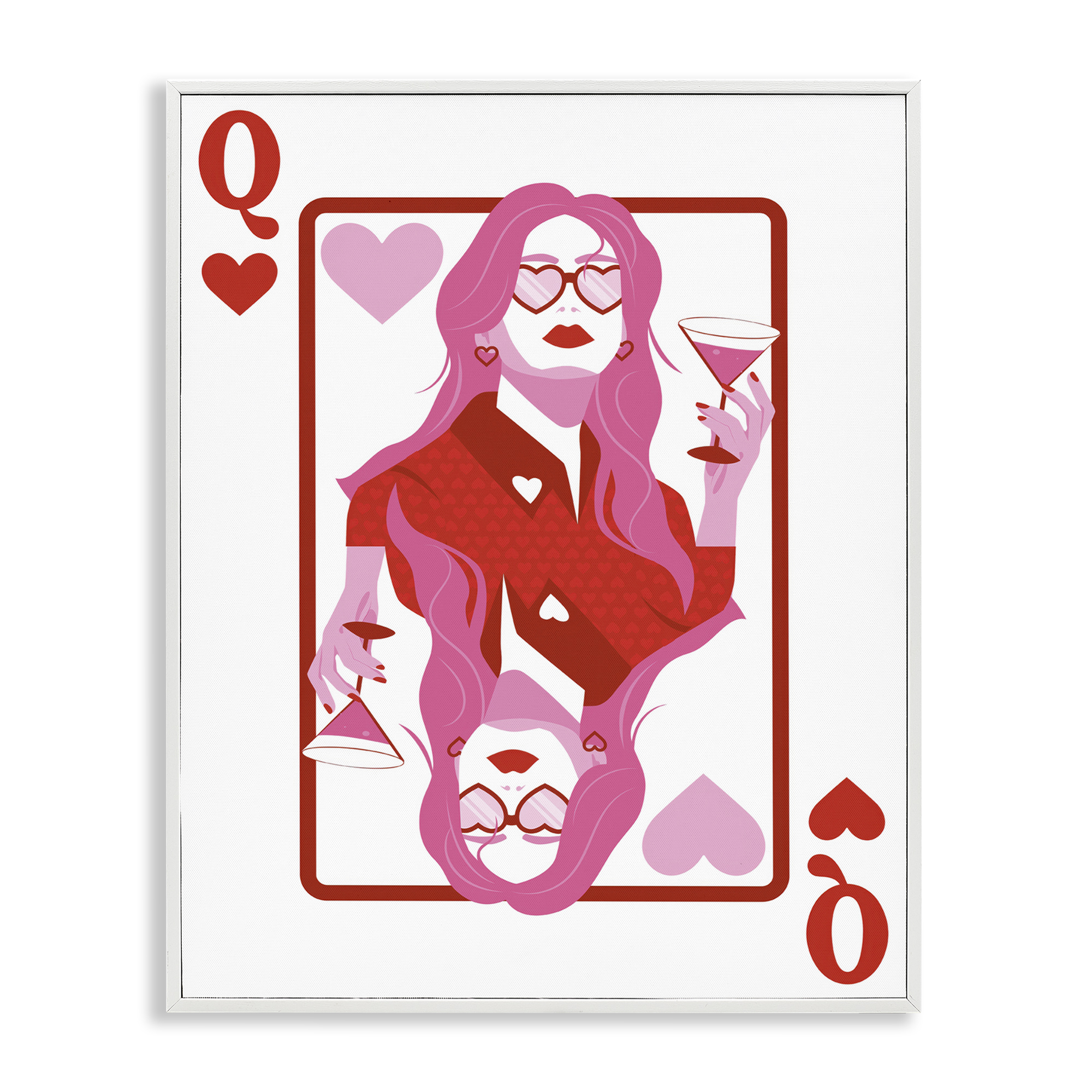 Stupell Industries Queen of Hearts Girl Entertainment Painting White Framed Art Print Wall Art, 24 x 30