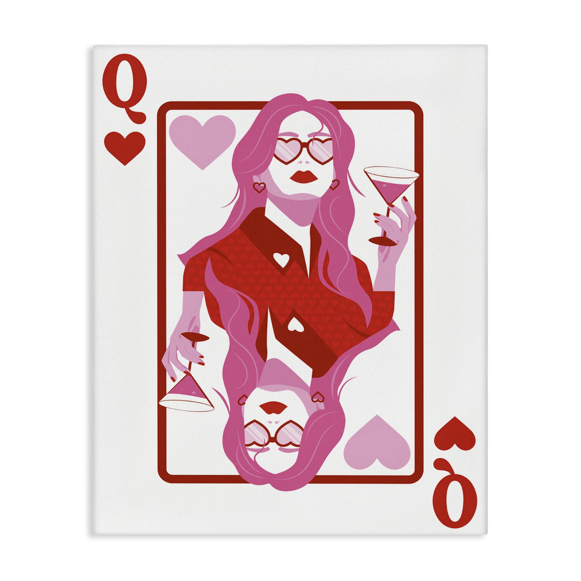 Stupell Industries Queen of Hearts Girl Entertainment Painting Wrapped Canvas Art Print Wall Art, 36 x 48