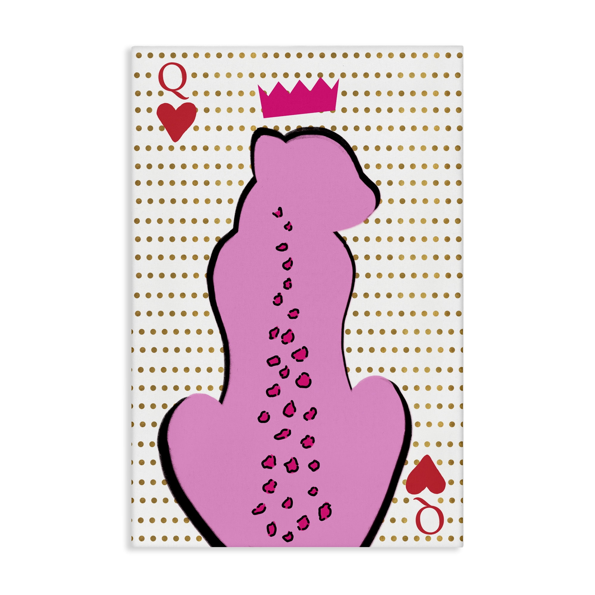 Stupell Industries Queen of Hearts Leopard Entertainment Painting Wrapped Canvas Art Print Wall Art, 24 x 36