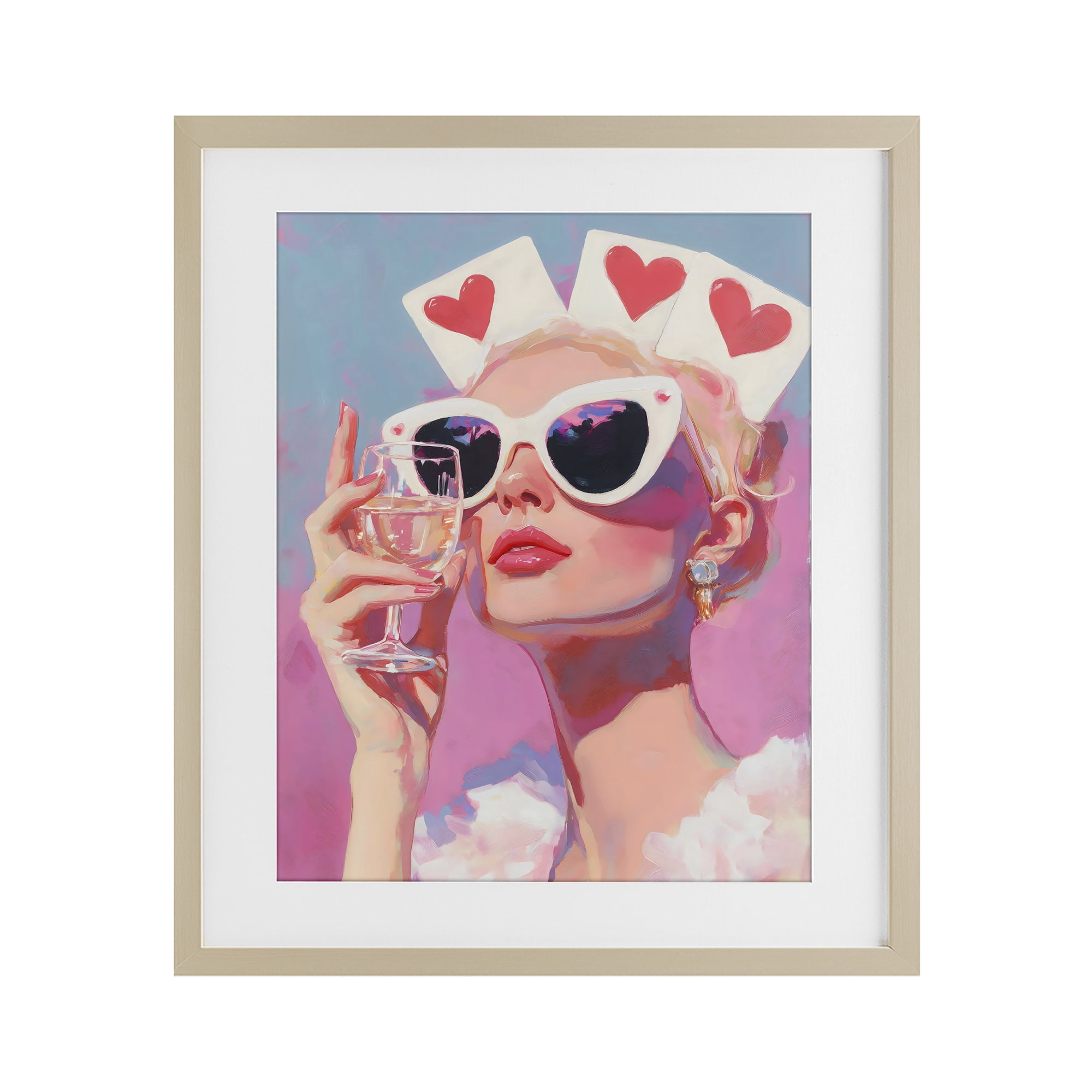 Stupell Industries Queen of Hearts Retro Glam Birch Framed Print Under Glass, design by The Prints Vibe