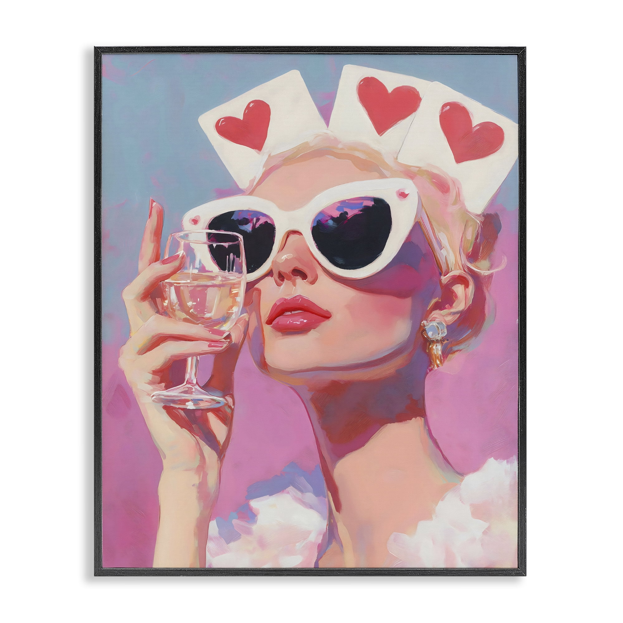 Stupell Industries Queen of Hearts Retro Glam Black Framed Giclee Art, design by The Prints Vibe