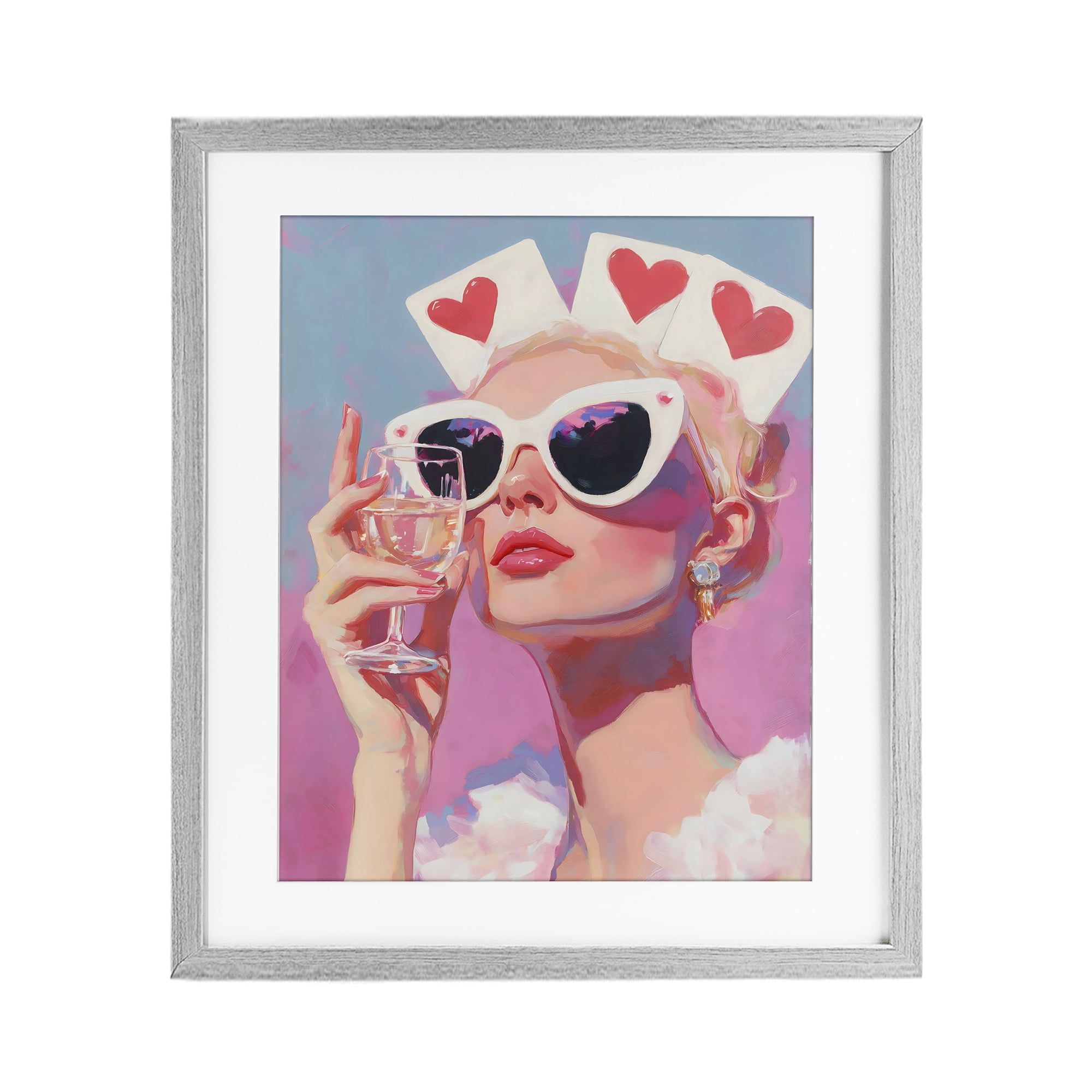 Stupell Industries Queen of Hearts Retro Glam Gray Framed Print Under Glass, design by The Prints Vibe