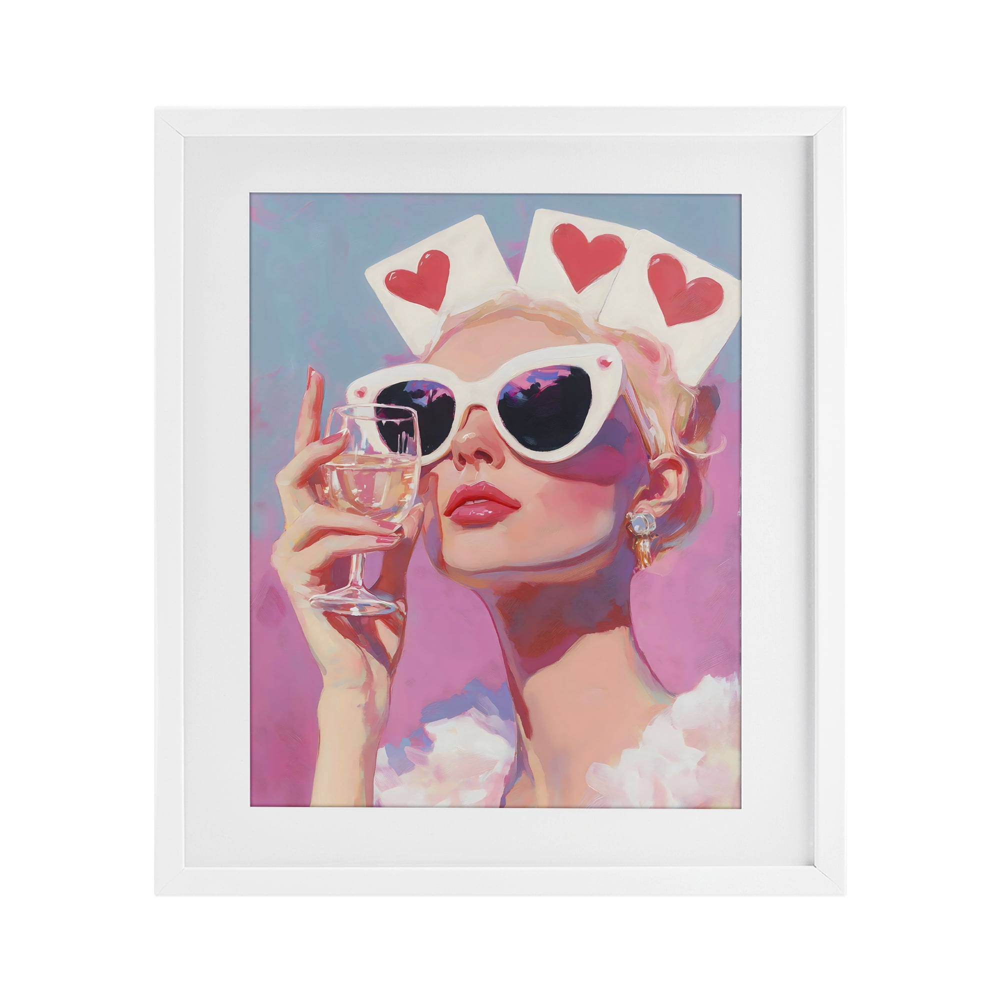 Stupell Industries Queen of Hearts Retro Glam White Framed Print Under Glass, design by The Prints Vibe