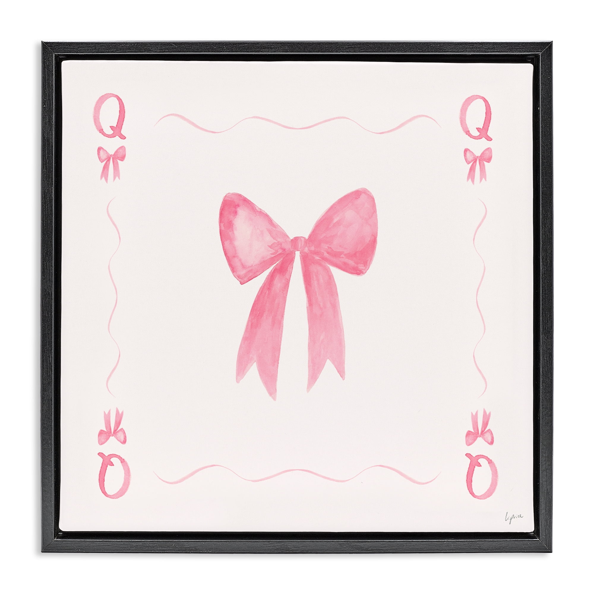 Stupell Industries Queen of Ribbons Card Black Framed Floater Canvas Wall Art, design by Lucille Price