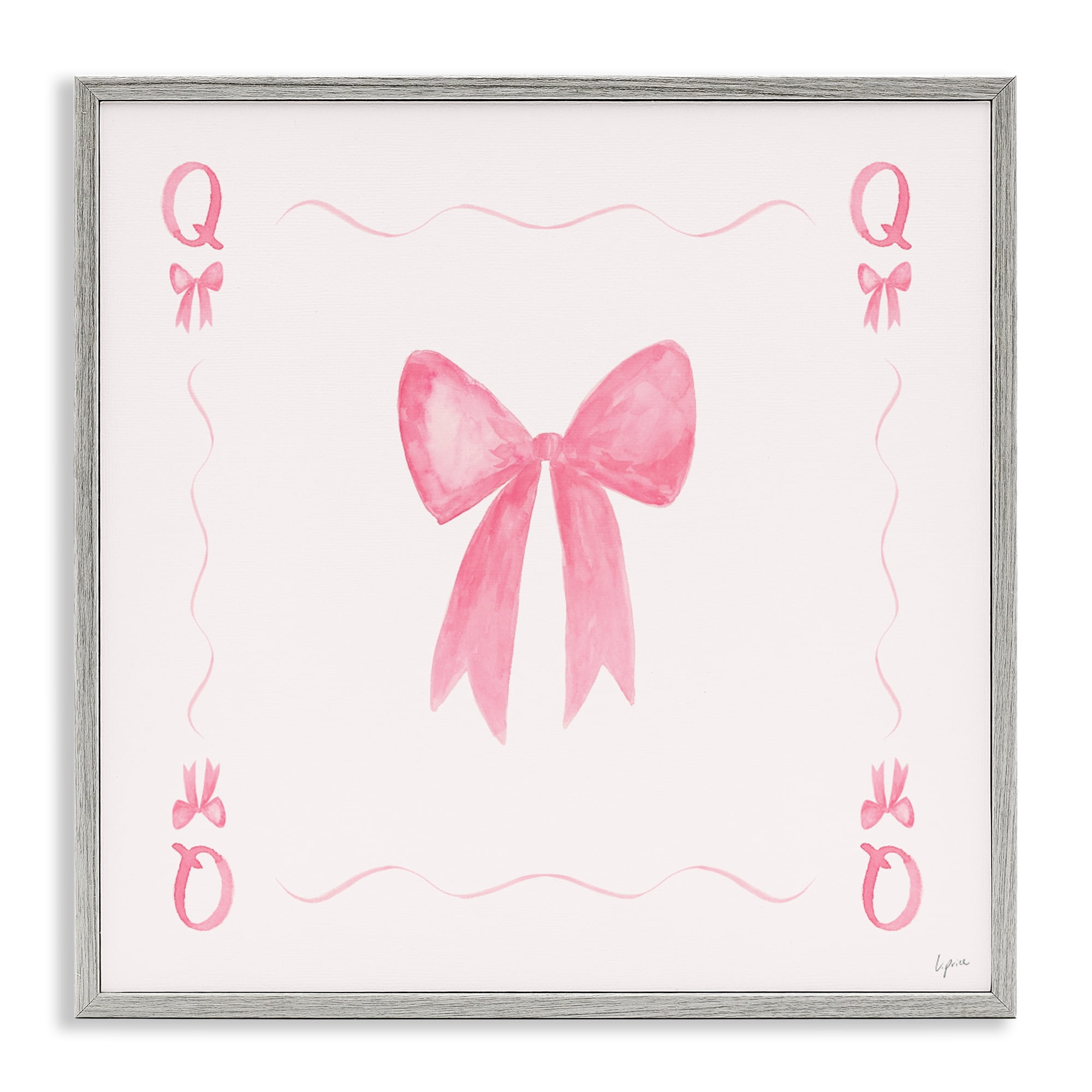 Stupell Industries Queen of Ribbons Card Gray Framed Giclee Art, design by Lucille Price