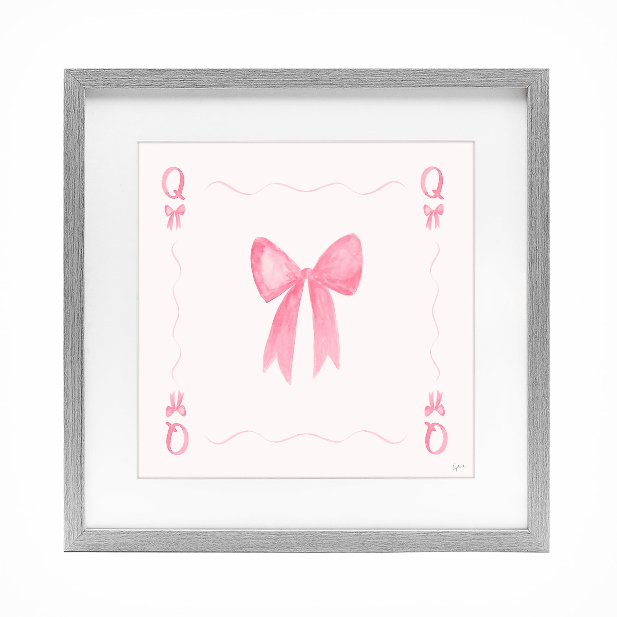 Stupell Industries Queen of Ribbons Card Gray Framed Print Under Glass, design by Lucille Price