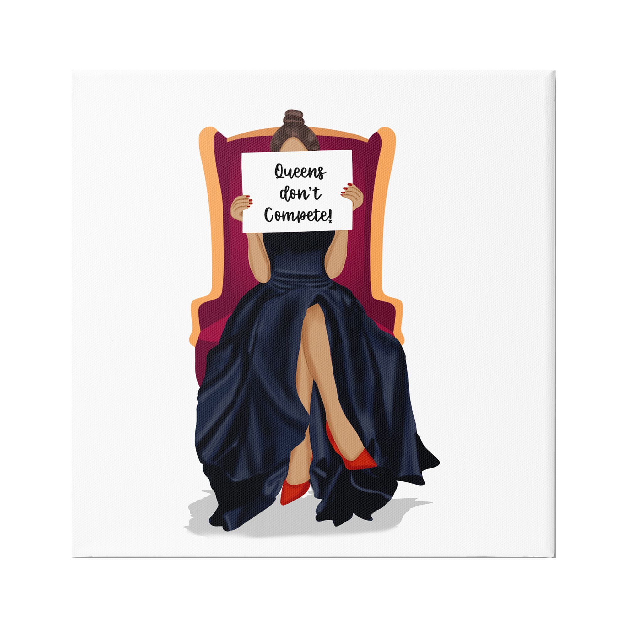 Stupell Industries Queens Don't Compete Phrase Abstract Painting Gallery Wrapped Canvas Art Print Wall Art, 30 x 30
