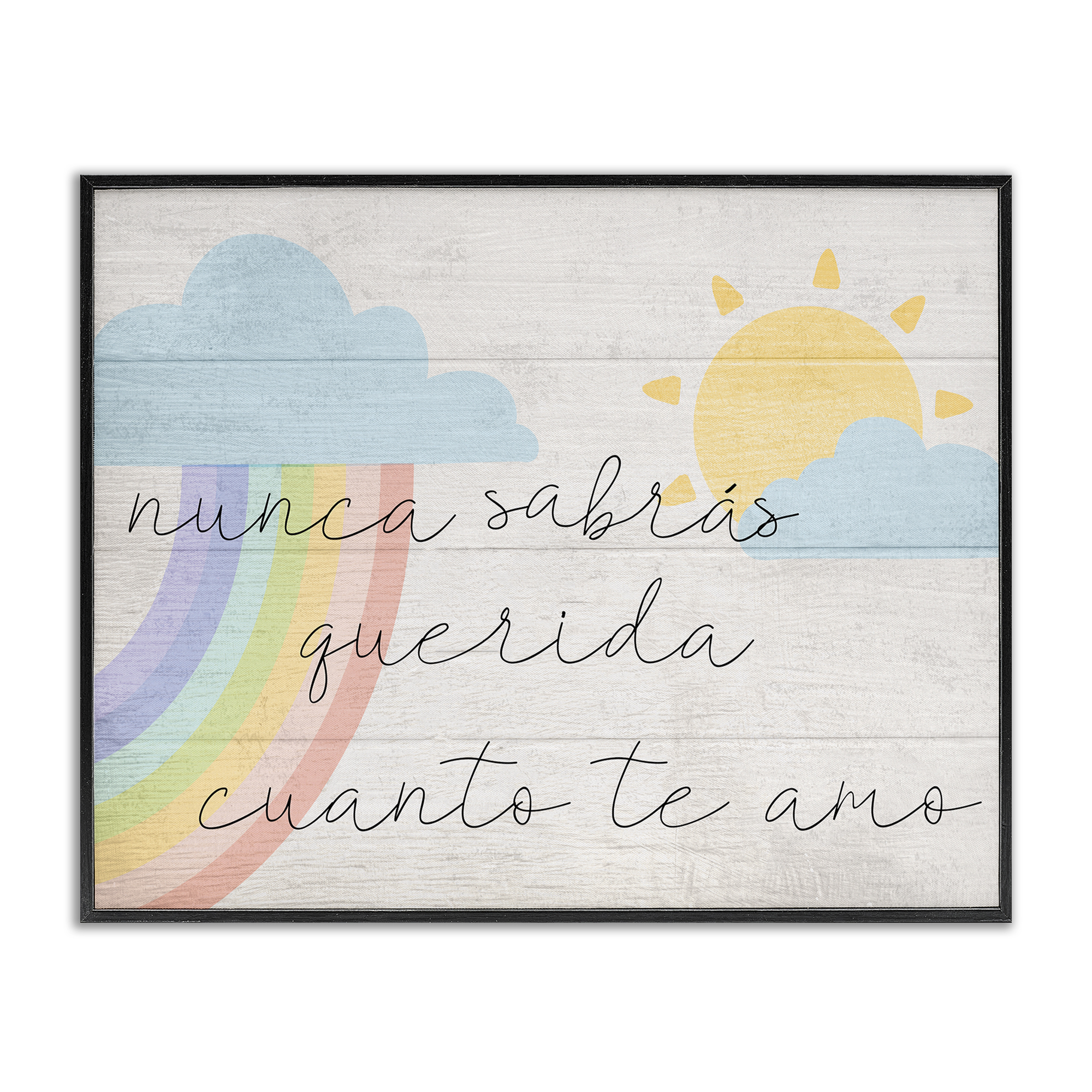 Stupell Industries Querida Cuanto te Amo Inspirational Quotes & Sayings Painting Black Framed Art Print Wall Art, 30 x 24