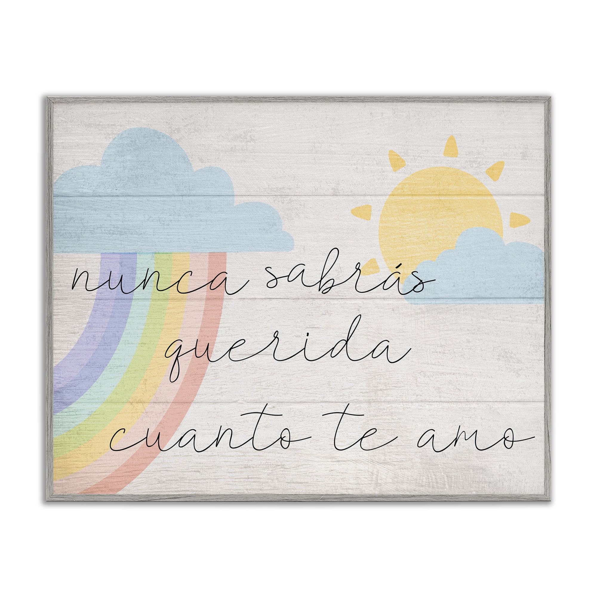 Stupell Industries Querida Cuanto te Amo Inspirational Quotes & Sayings Painting Gray Framed Art Print Wall Art, 14 x 11