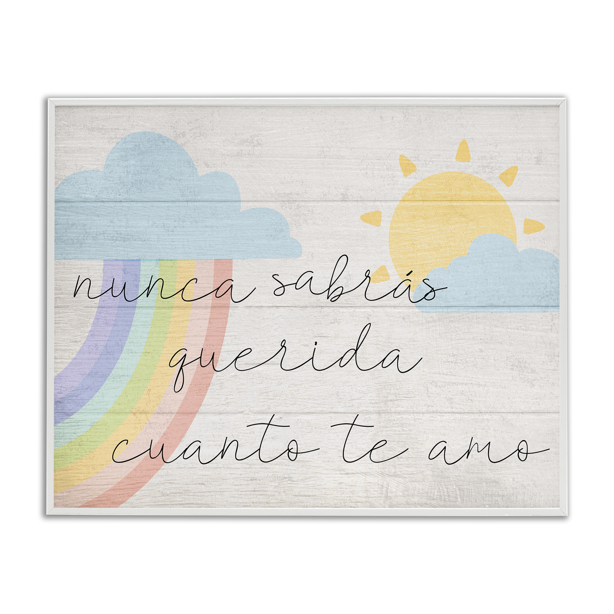 Stupell Industries Querida Cuanto te Amo Inspirational Quotes & Sayings Painting White Framed Art Print Wall Art, 14 x 11