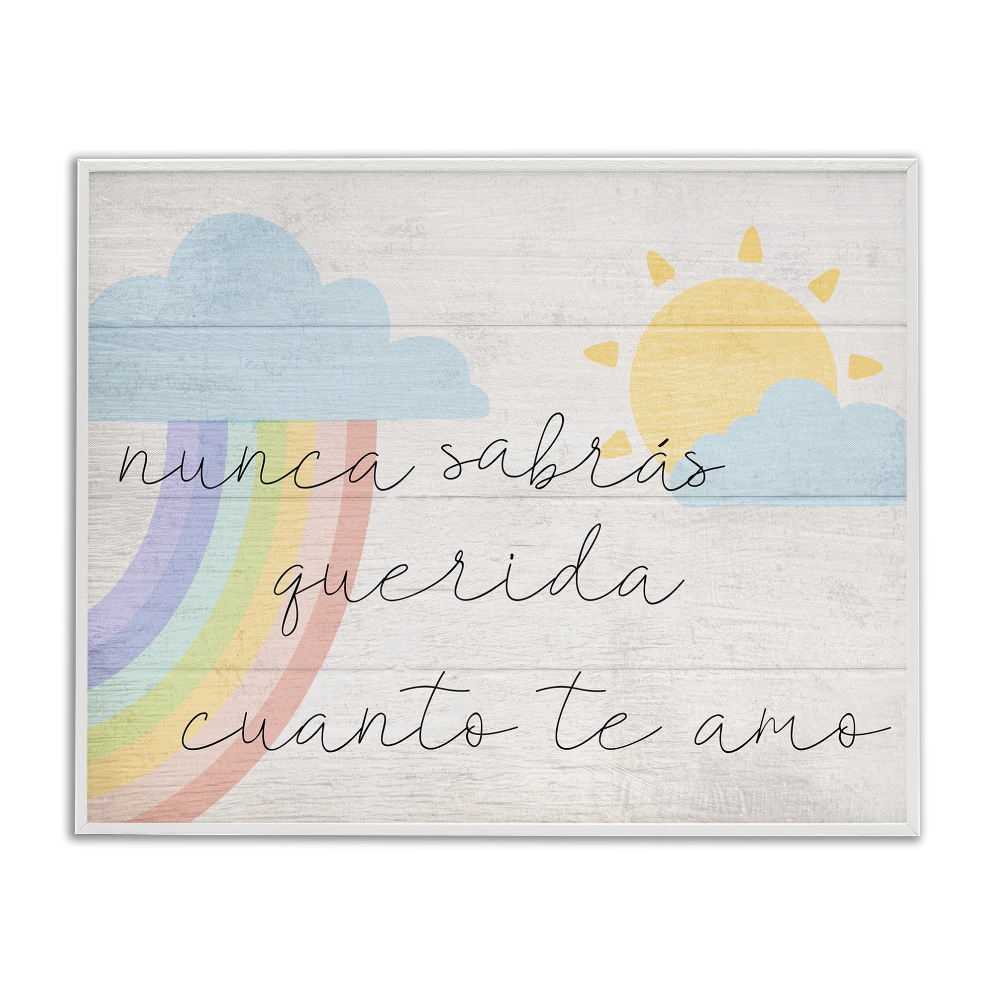 Stupell Industries Querida Cuanto te Amo Inspirational Quotes & Sayings Painting White Framed Art Print Wall Art, 20 x 16