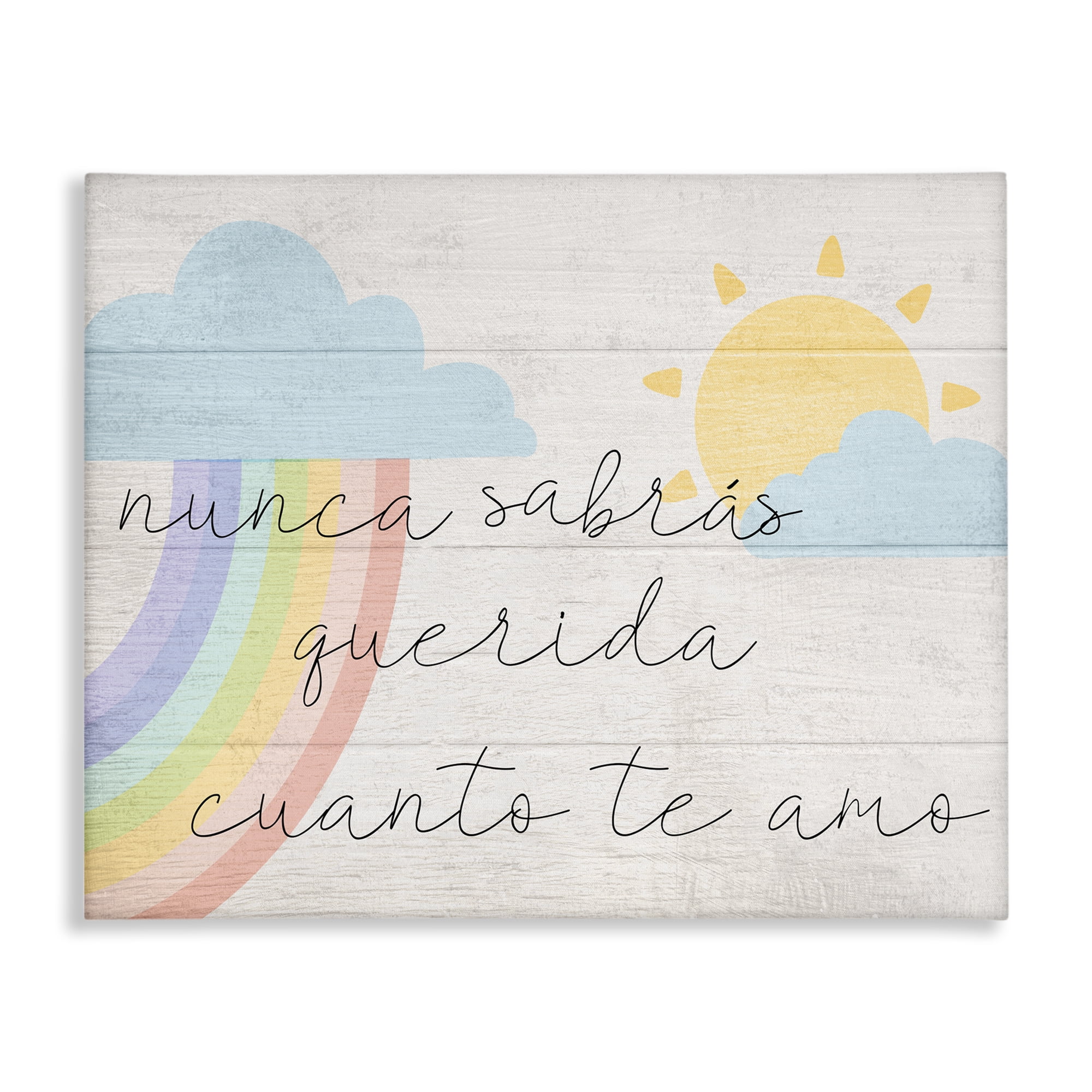 Stupell Industries Querida Cuanto te Amo Inspirational Quotes & Sayings Painting Wrapped Canvas Art Print Wall Art, 20 x 16