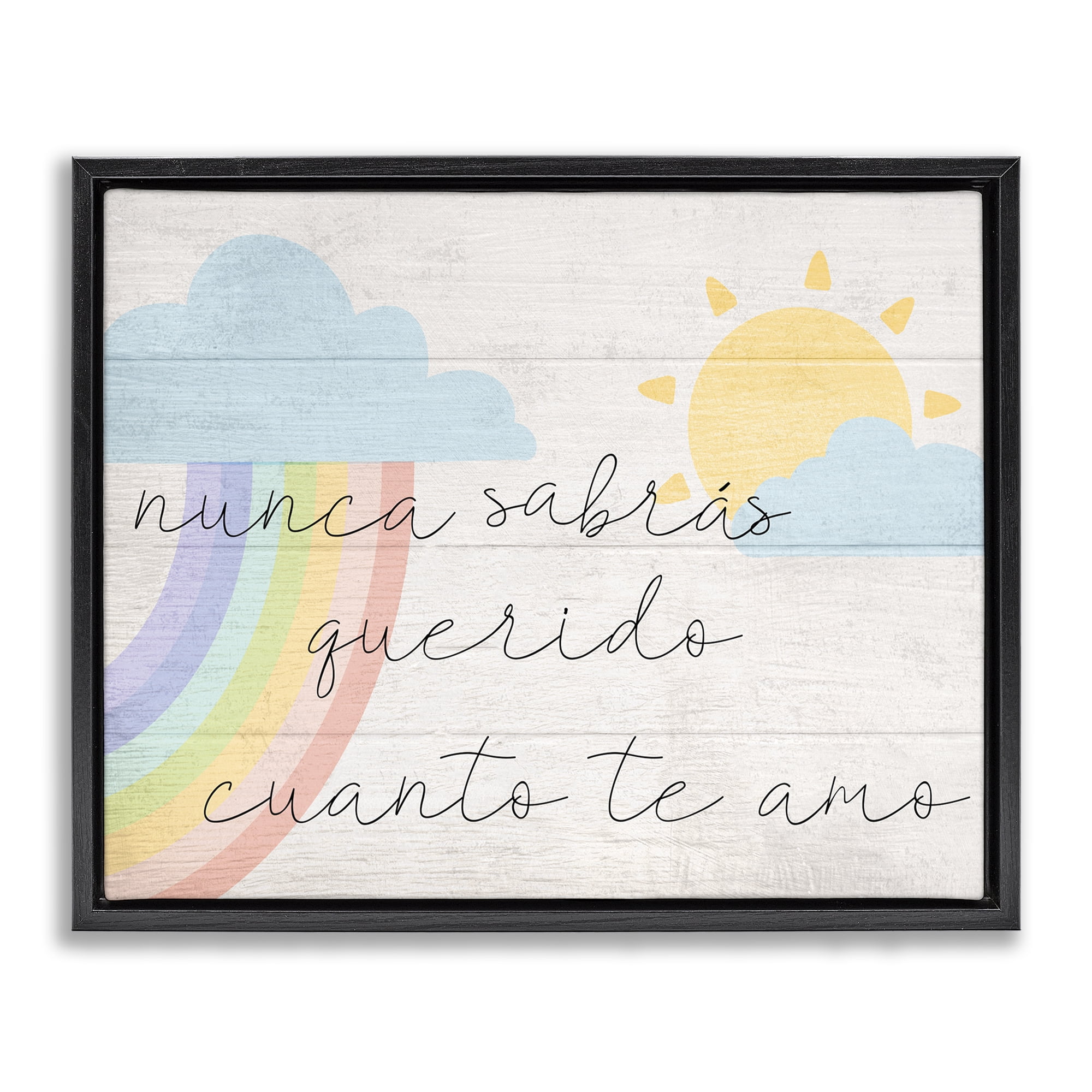 Stupell Industries Querido Cuanto te Amo Inspirational Quotes & Sayings Painting Black Floater Framed Art Print Wall Art, 31 x 25