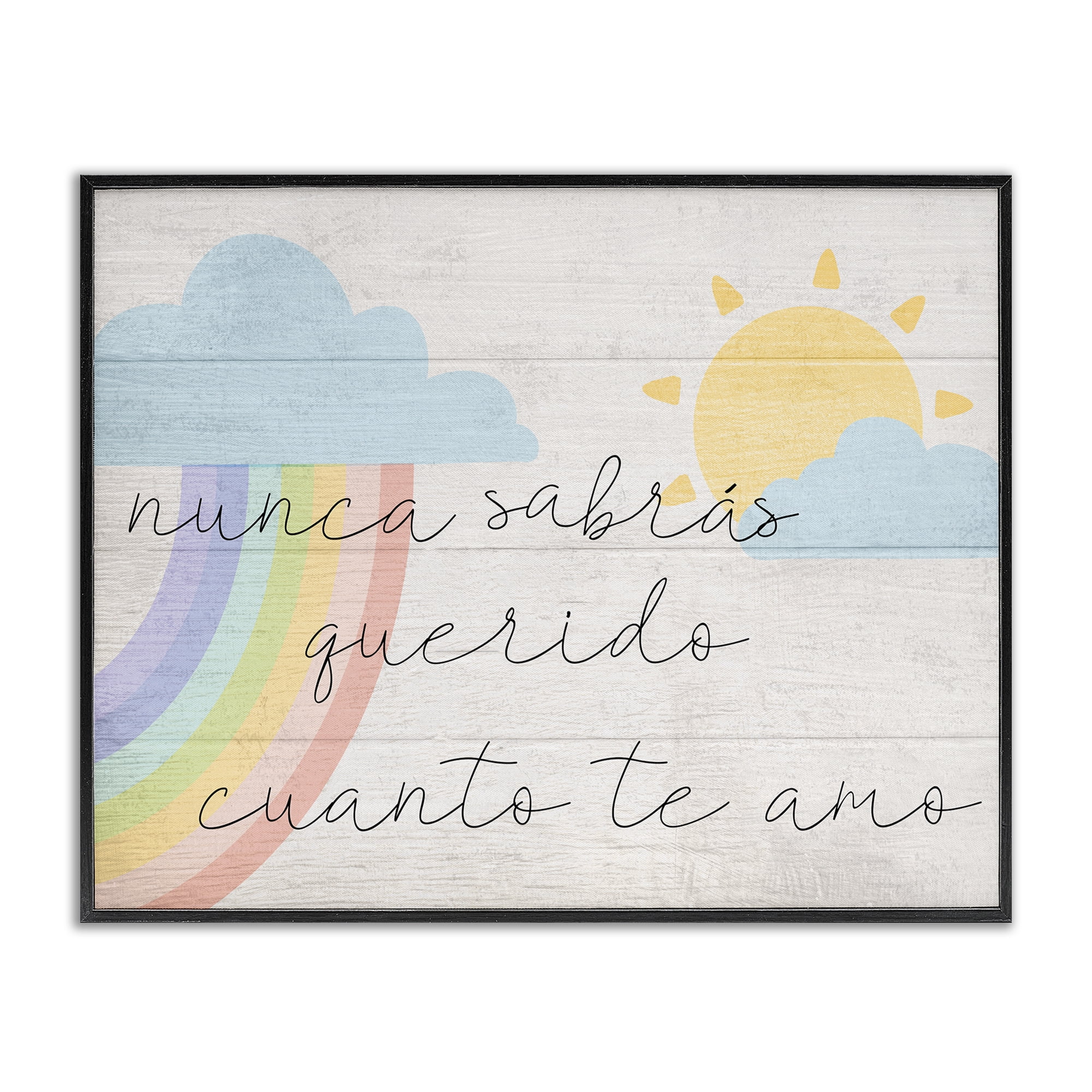 Stupell Industries Querido Cuanto te Amo Inspirational Quotes & Sayings Painting Black Framed Art Print Wall Art, 30 x 24