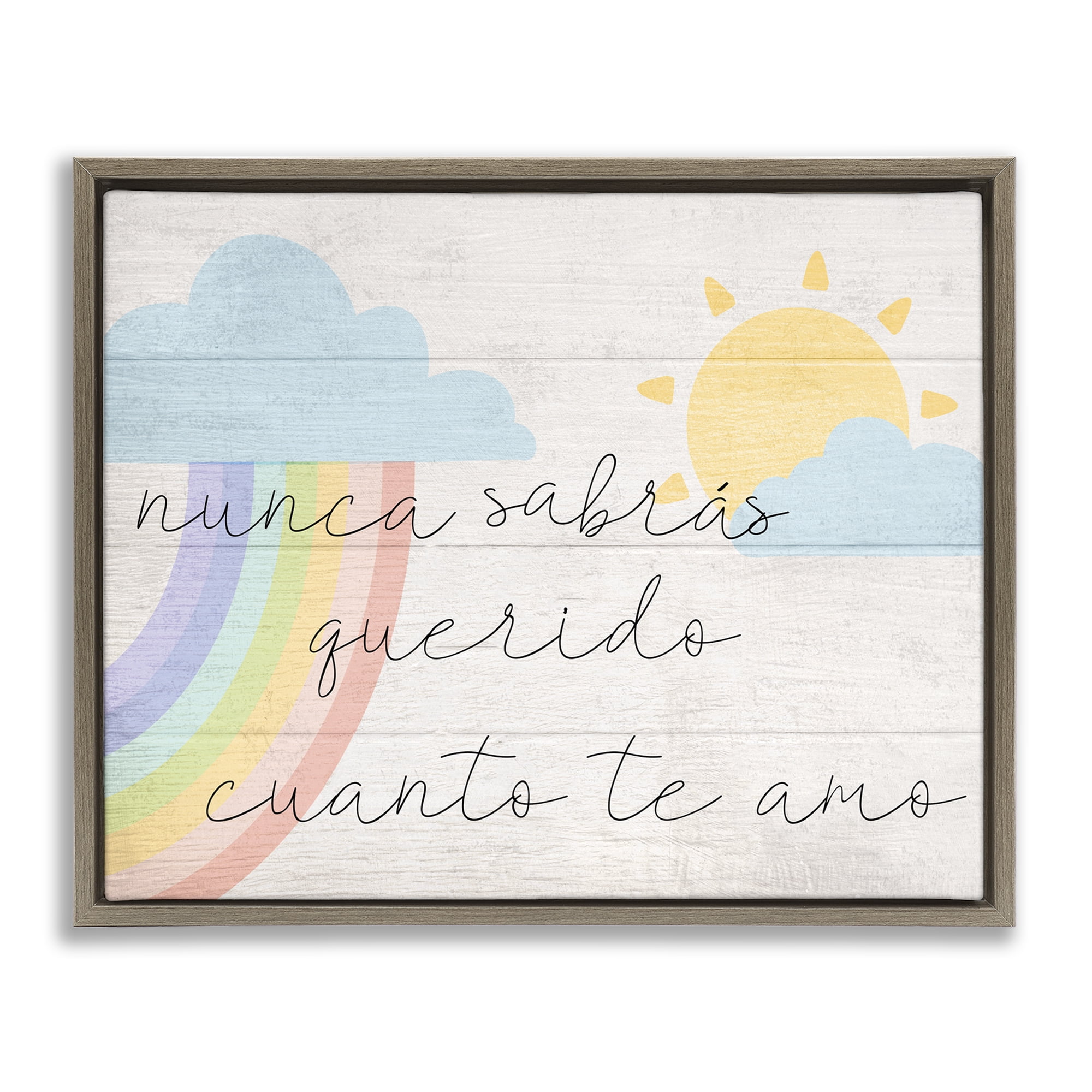 Stupell Industries Querido Cuanto te Amo Inspirational Quotes & Sayings Painting Brown Floater Framed Art Print Wall Art, 31 x 25