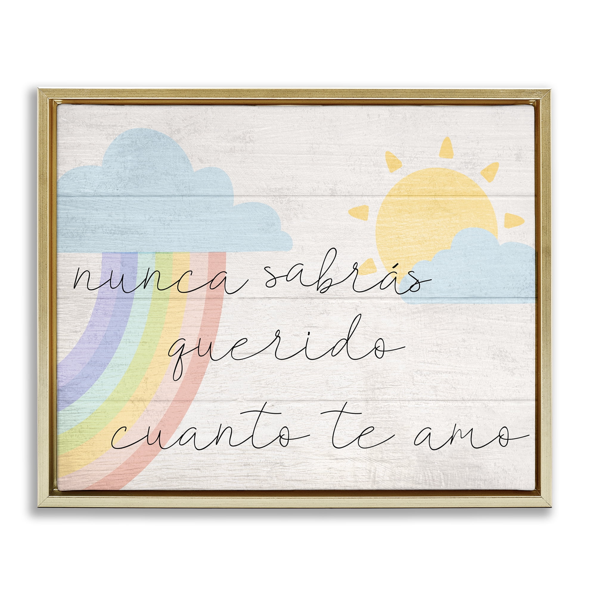 Stupell Industries Querido Cuanto te Amo Inspirational Quotes & Sayings Painting Gold Floater Framed Art Print Wall Art, 21 x 17