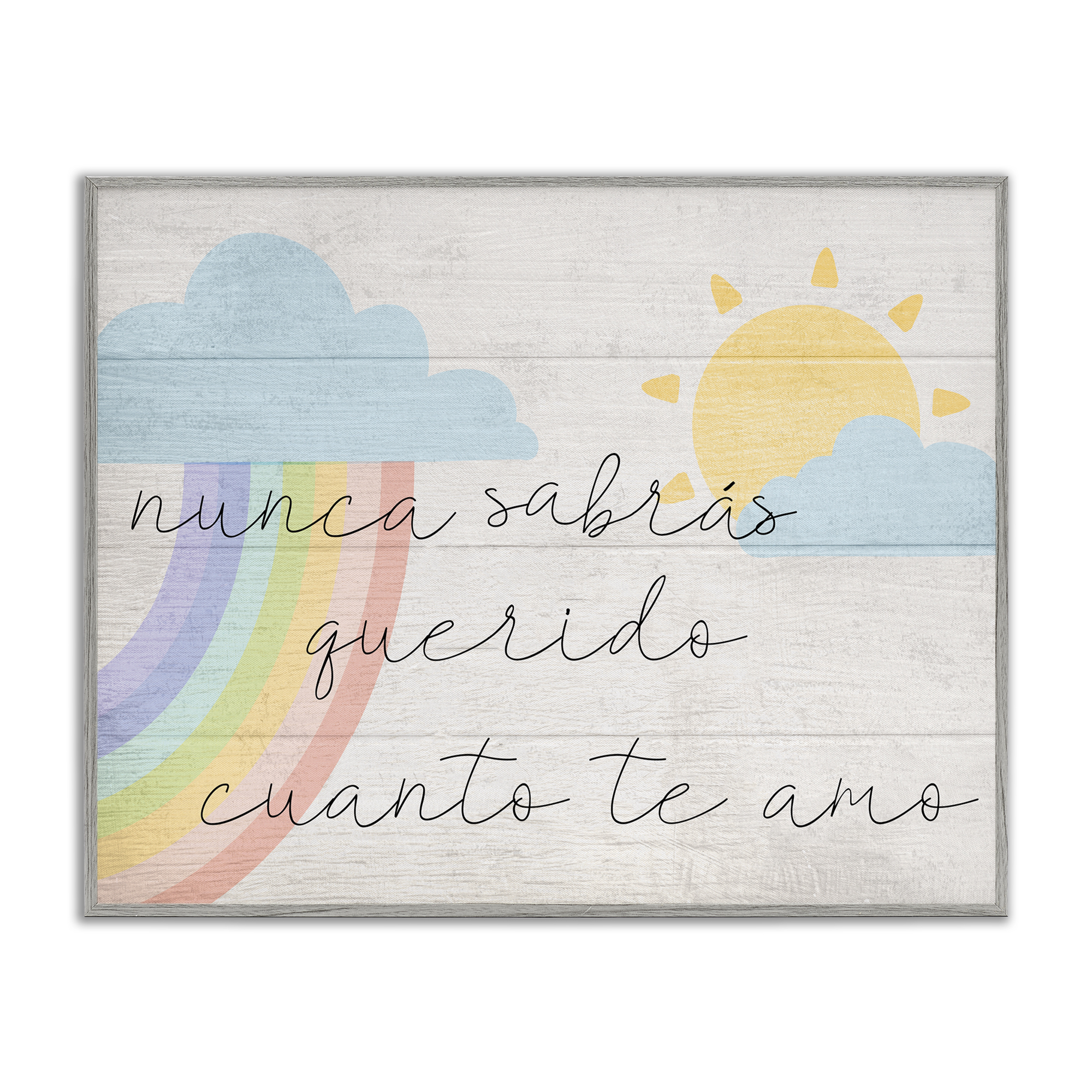 Stupell Industries Querido Cuanto te Amo Inspirational Quotes & Sayings Painting Gray Framed Art Print Wall Art, 30 x 24
