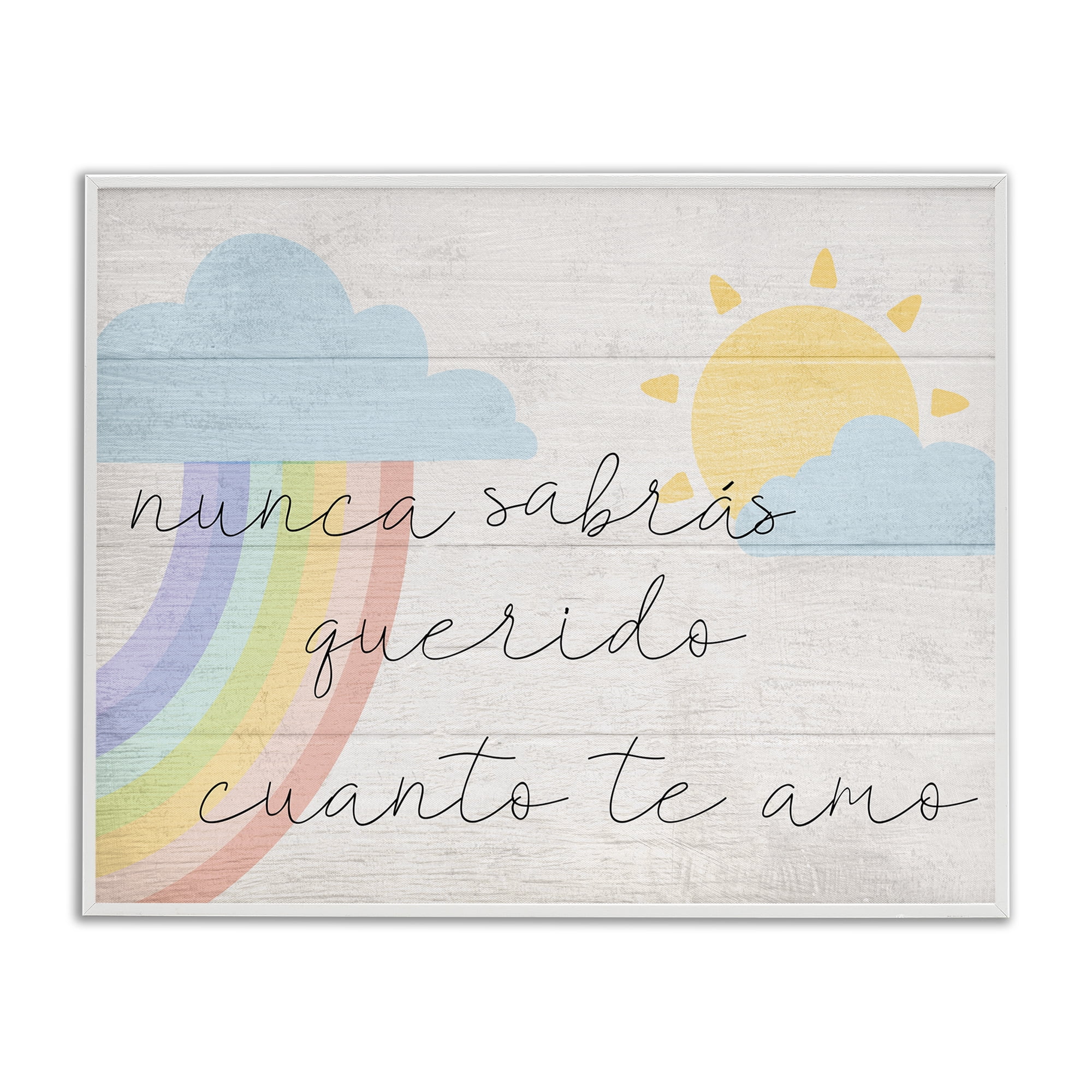 Stupell Industries Querido Cuanto te Amo Inspirational Quotes & Sayings Painting White Framed Art Print Wall Art, 20 x 16