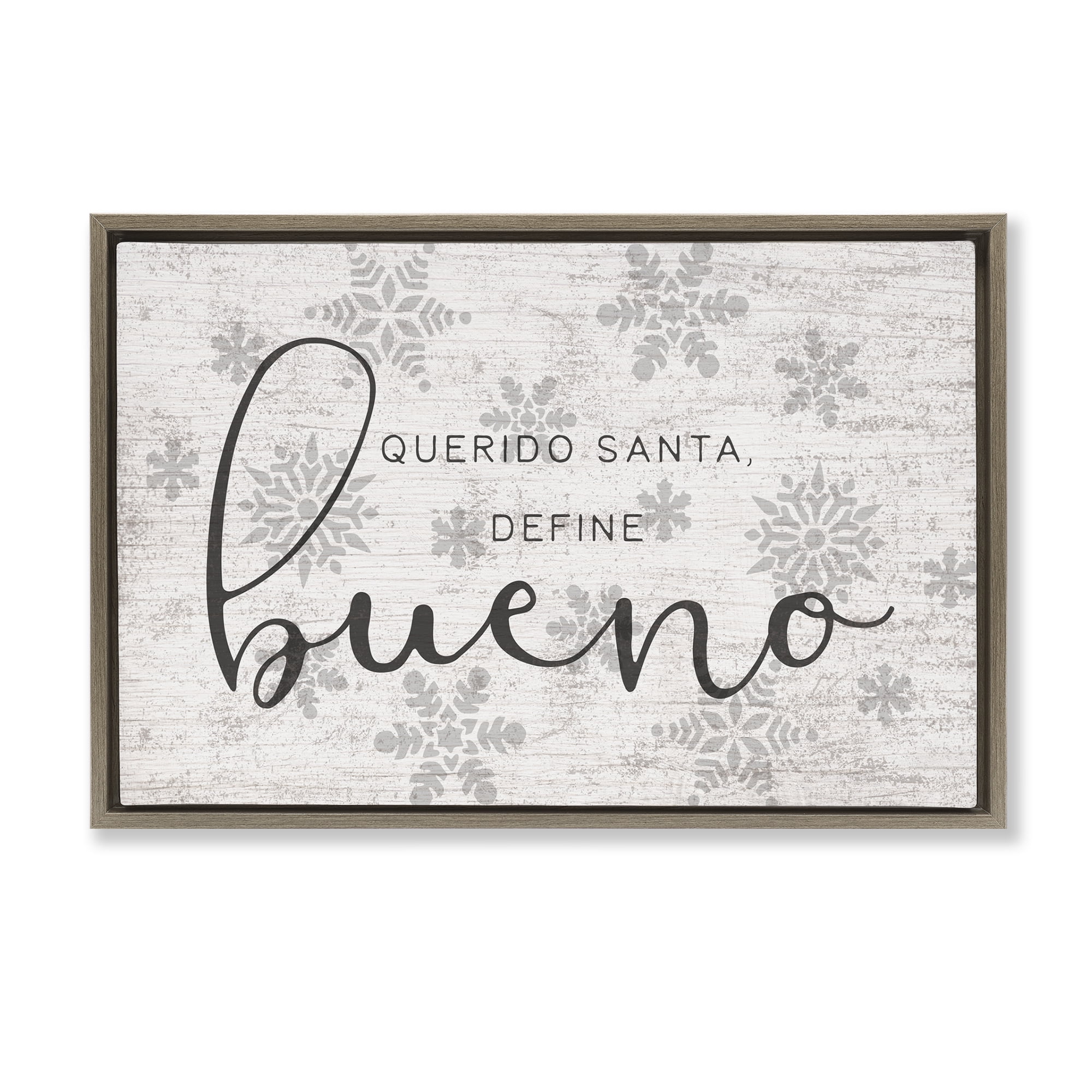 Stupell Industries Querido Santa Define Bueno Holiday Painting Brown Floater Framed Art Print Wall Art, 25 x 17