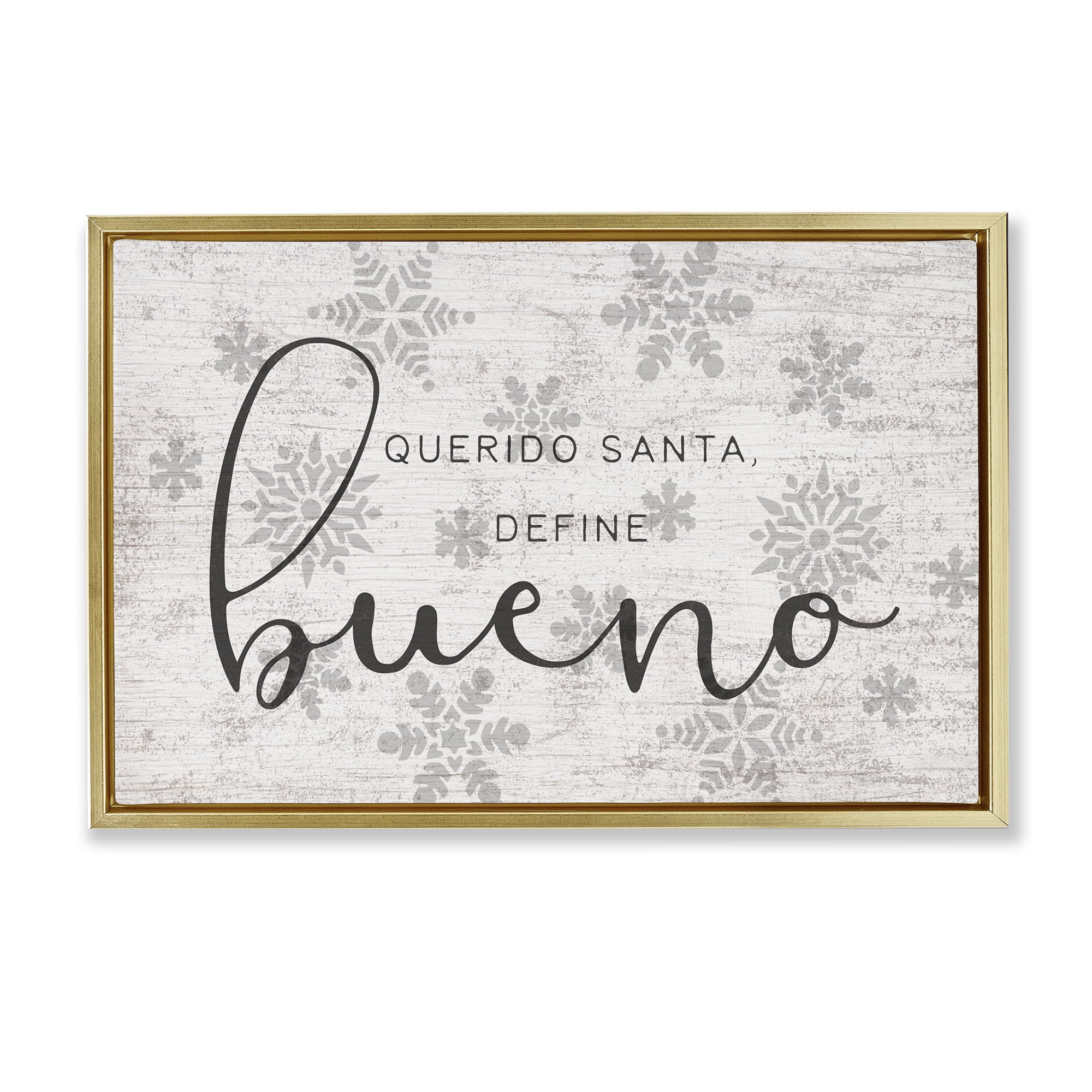 Stupell Industries Querido Santa Define Bueno Holiday Painting Gold Floater Framed Art Print Wall Art, 25 x 17
