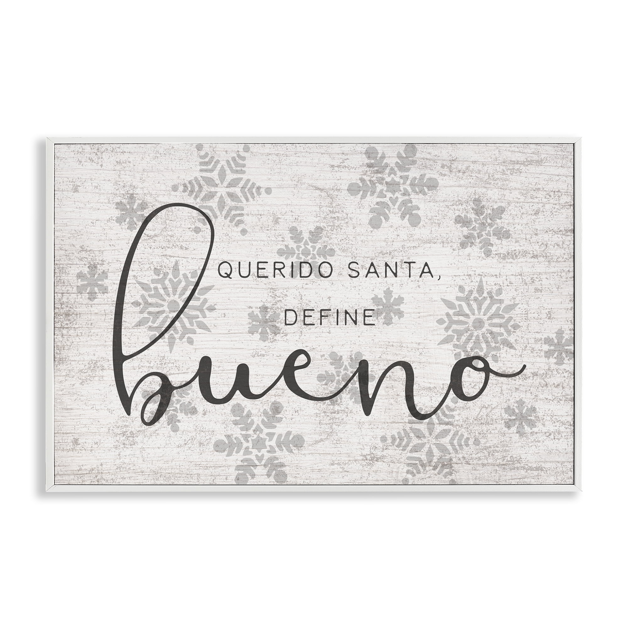 Stupell Industries Querido Santa Define Bueno Holiday Painting White Framed Art Print Wall Art, 18 x 12