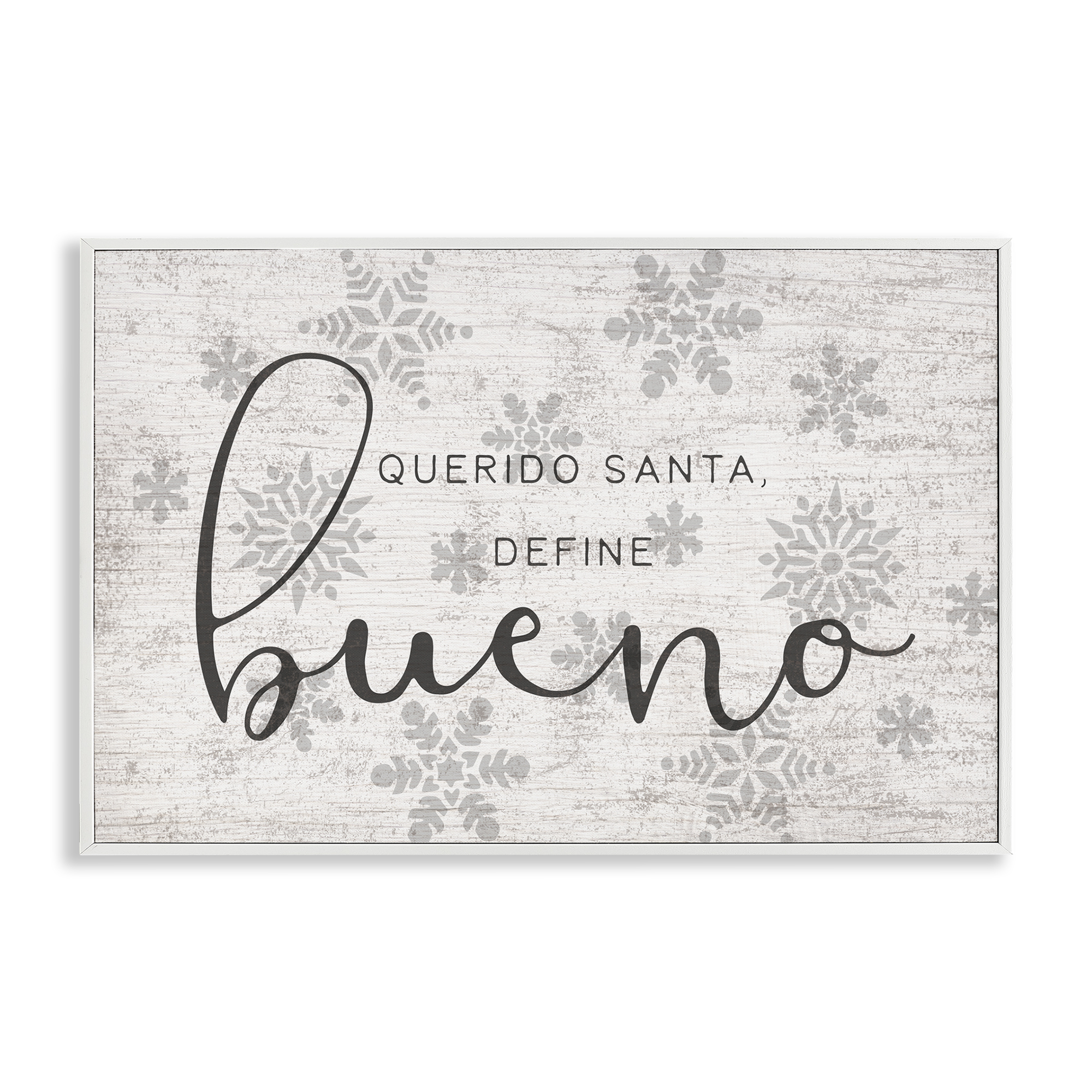 Stupell Industries Querido Santa Define Bueno Holiday Painting White Framed Art Print Wall Art, 24 x 16