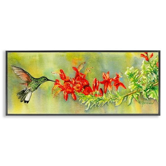 Stupell Industries Quick Sip Hummingbird Animals & Insects Painting Black Framed Art Print Wall Art, 24 x 10