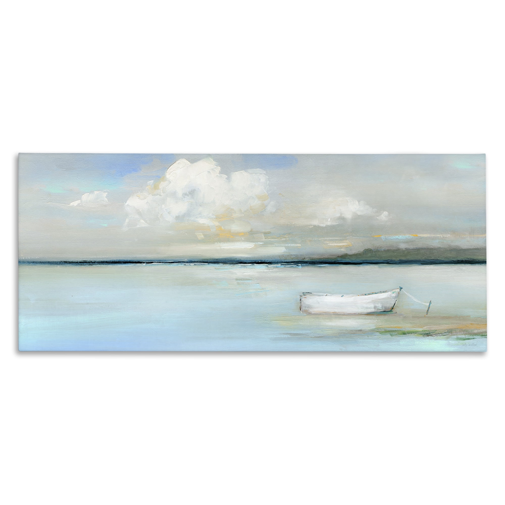 Stupell Industries Quiet Boat Docked Landscape Painting Gallery Wrapped Canvas Art Print Wall Art, 48 x 20