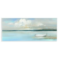 Stupell Industries Quiet Boat Docked Landscape Painting Unframed Art Print Wall Art, 17 x 7